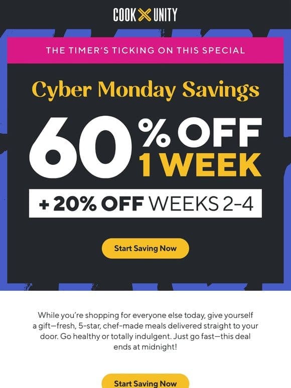 60% Off Today Only: Amazing Cyber Monday deal on chef-made meals