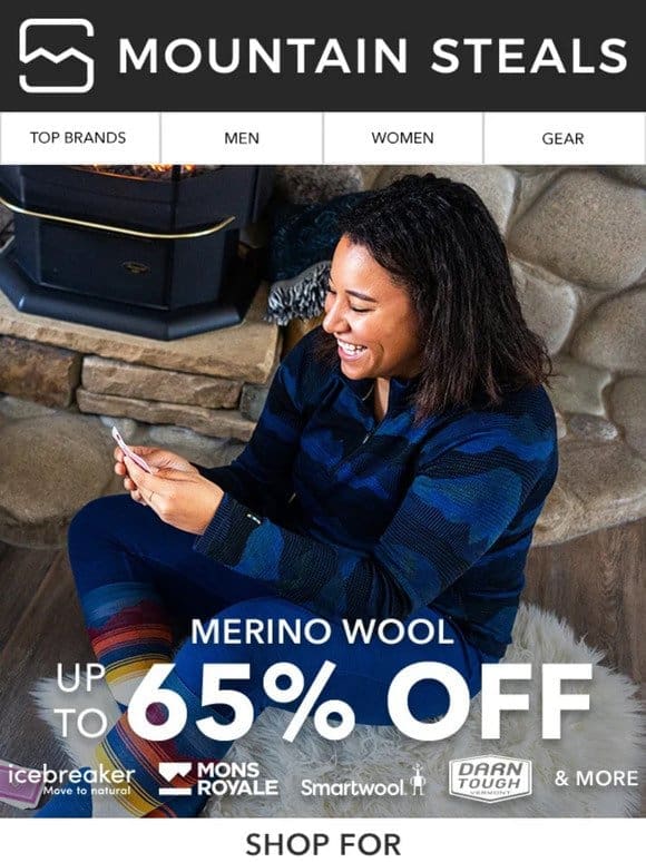 65% off Merino – Smartwool， Darn Tough & Icebreaker