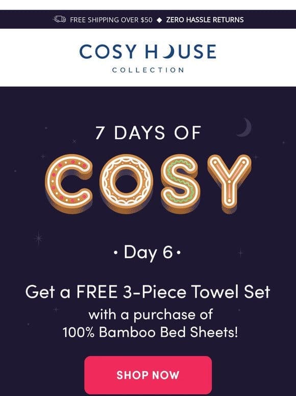 7 Days of Cosy: FREE Towel Set with 100% Bamboo Bed Sheets!—Today ONLY!