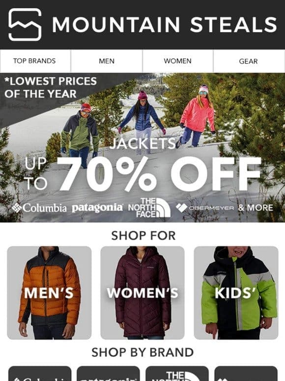 70% off Jackets. Lowest prices of the year.