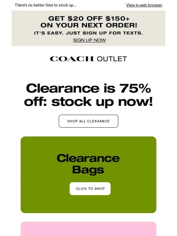 75% Off Clearance Is On Now!