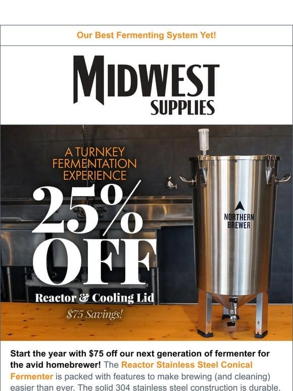 $75 Off Reactor Stainless Steel Conical Fermenter