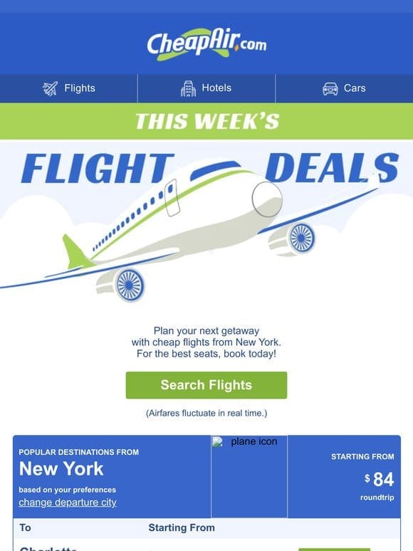 $84 Roundtrip from New York