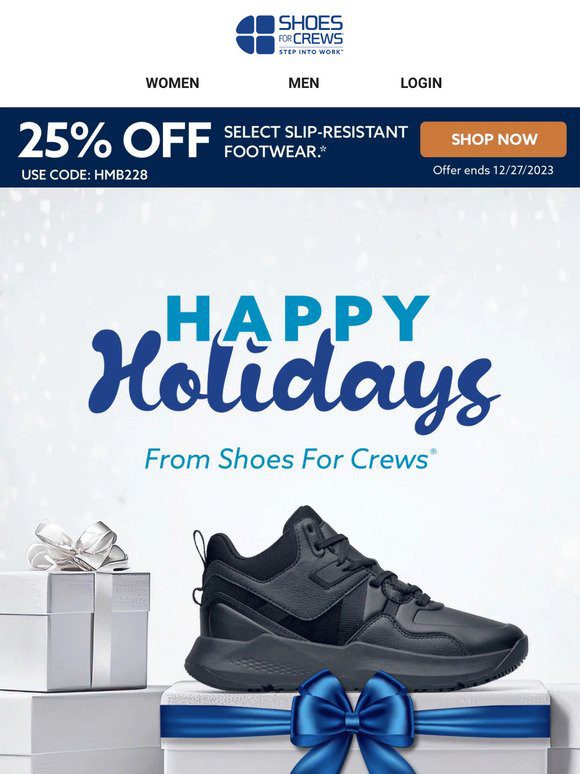 A 25% Off Gift + Happy Holidays from Shoes For Crews!