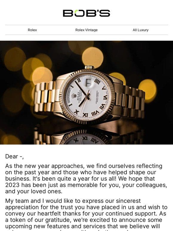 A Message from Bob’s Watches Founder & CEO