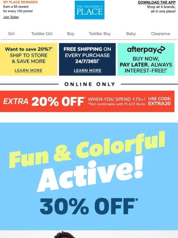 ALL Activewear NOW 30% OFF + an EXTRA 20% OFF your order (NO EXCLUSIONS)!