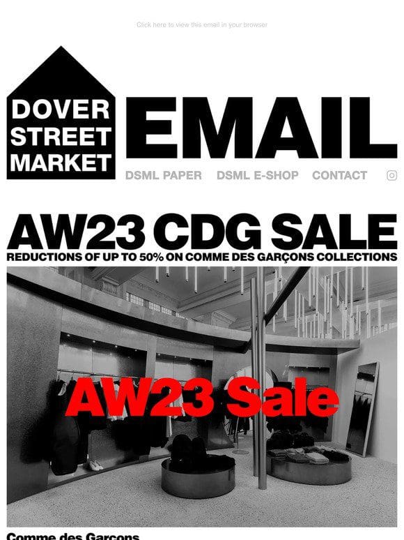 AW23 CDG Sale now on with reductions of up to 50%