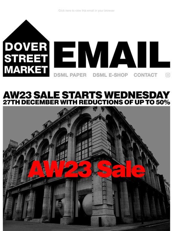 AW23 Sale starts Wednesday 27th December with reductions of up to 50%