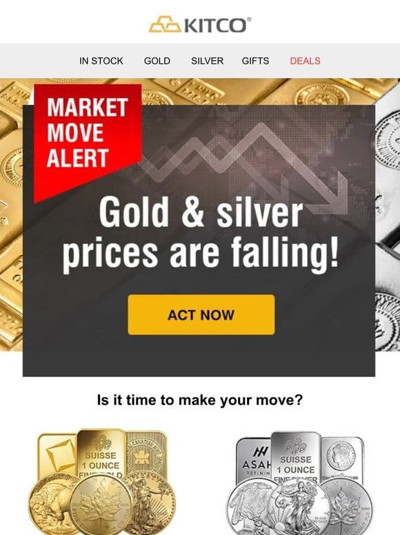 Act Fast! Gold and Silver prices are dropping