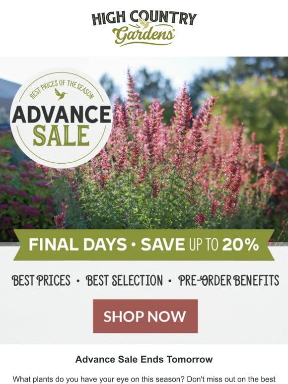 Advance Sale Ends Tomorrow! Order Today
