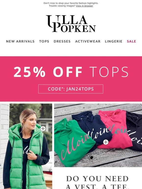 All tops are 25% OFF