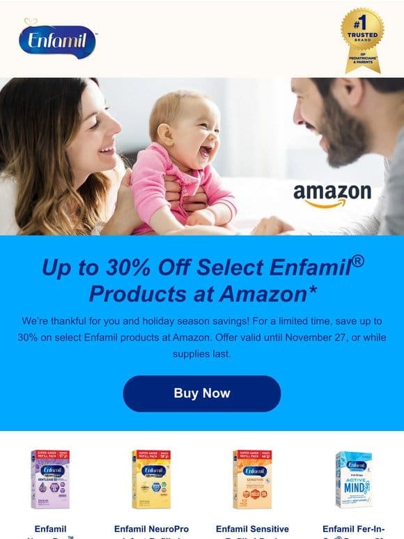 Amazon Black Friday savings: Up to 30% off select Enfamil® products!