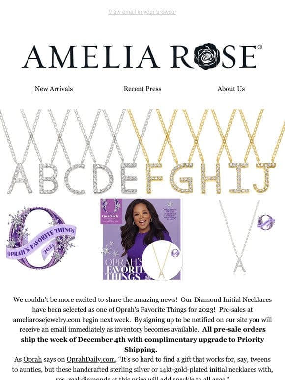 Amelia Rose is one of Oprah’s Favorite Things 2023!
