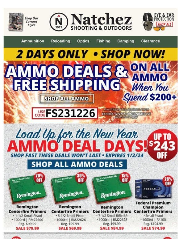 Ammo Deal Days With Up to $243 Off!