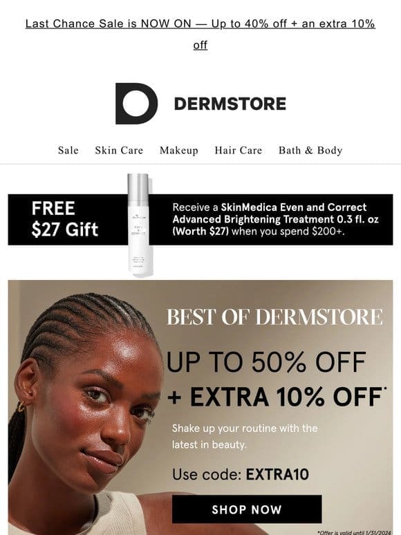 An EXTRA 10% off exclusive Best of Dermstore kits