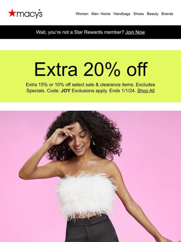 An extra 20% off to get *yourself* a few post-holiday presents