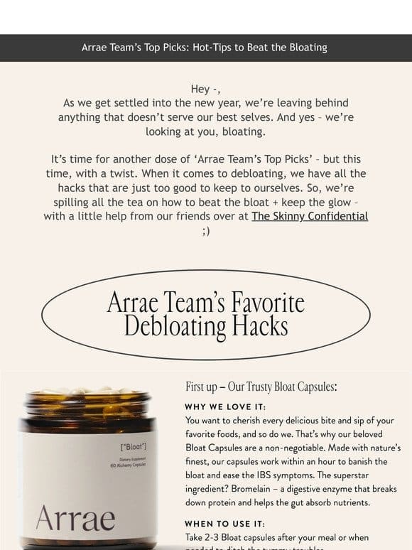 Arrae Team’s Top Picks: Hot-Tips for Debloating