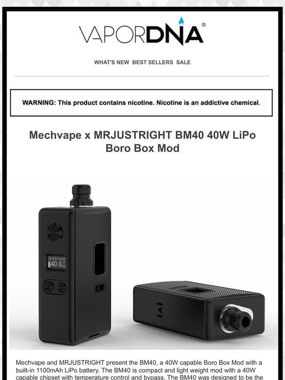 As compact as a disposable vape! Mechvape and MRJUSTRIGHT present the BM40!
