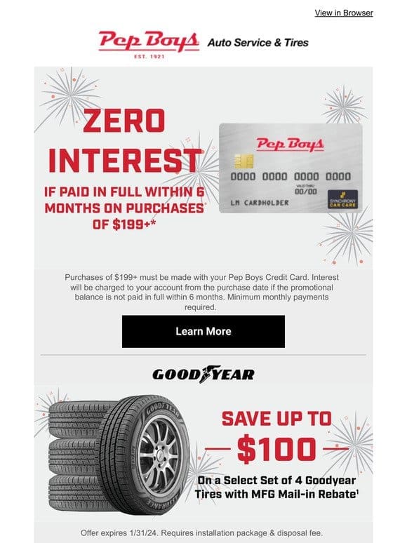 Auto Service is easier with ZERO INTEREST Financing