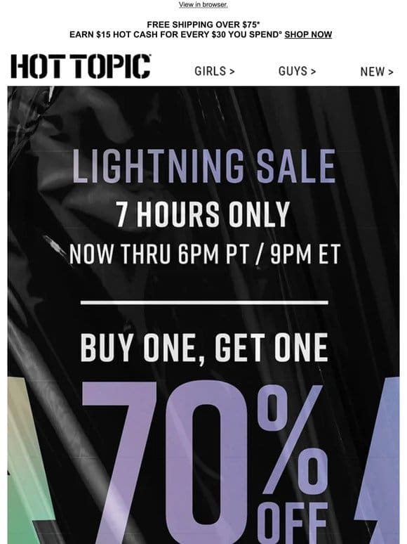 BOGO 70% off sitewide + Buy 1， Get 2 Free Pops! ⚡ 7 hours only