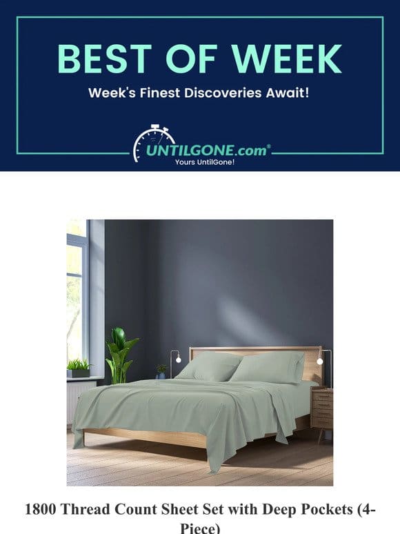 Best of the Week – 78% OFF 1800 Thread Count Sheet Set with Deep Pockets