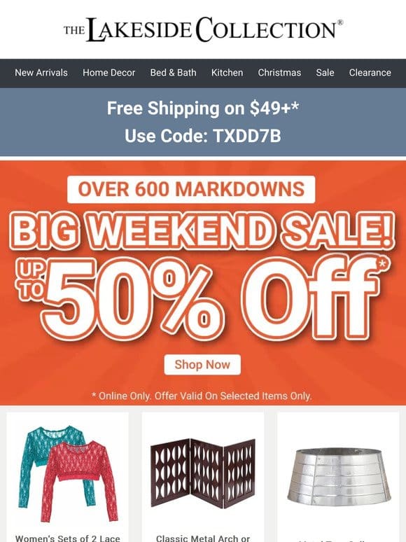 Big Weekend Sale! Save Up to 50% Off!