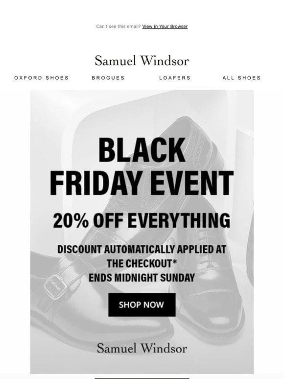Black Friday Event – 20% Off Everything!