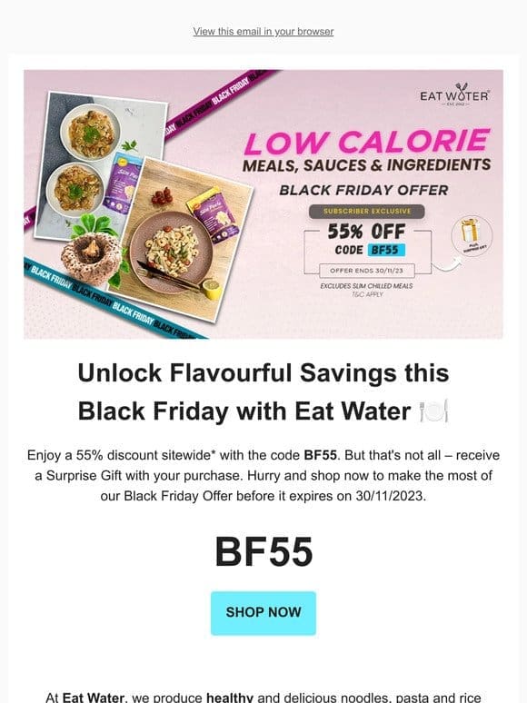 Black Friday Offer: 55% Discount on Eat Water’s Low-Calorie Meals!