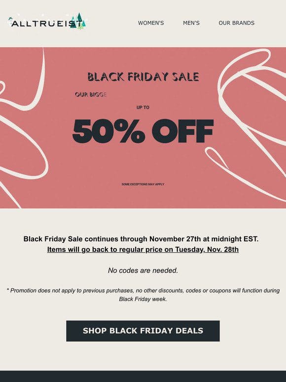 Black Friday Sale 20 to 50% OFF | ALLTRUEIST