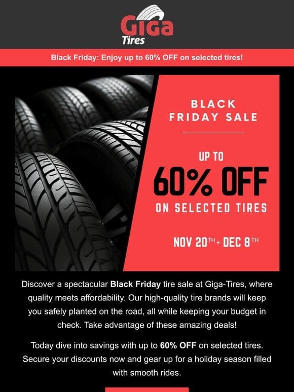 Black Friday Tire Spectacular: Performance， Safety， Savings!