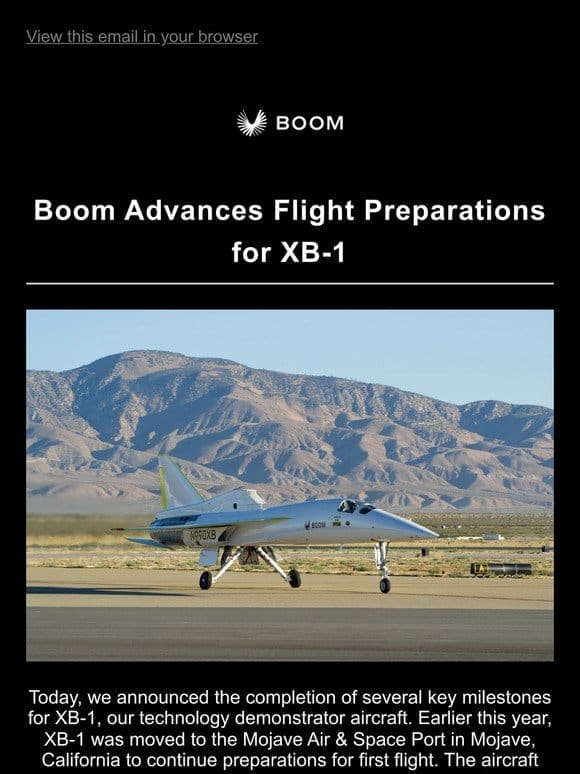 Boom Advances Flight Preparations for XB-1