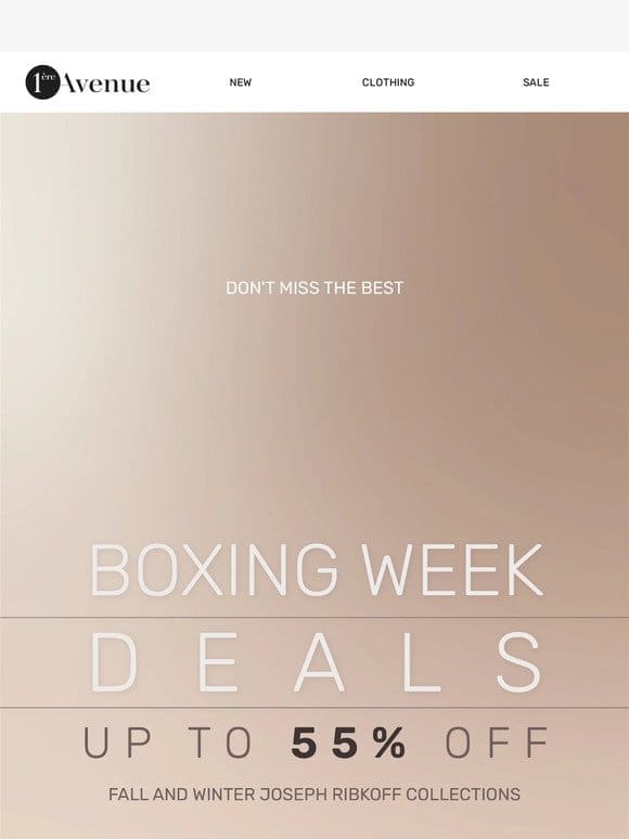 Boxing Week: Don’t miss up to 55% OFF