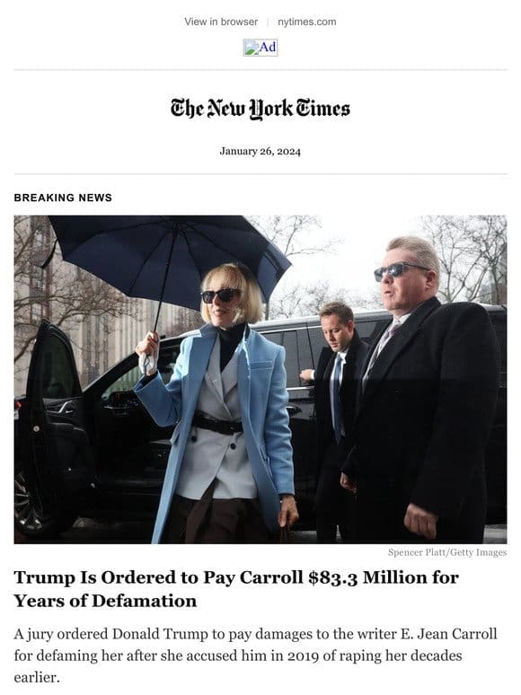 Breaking news: Trump is ordered to pay Carroll $83.3 million for defamation