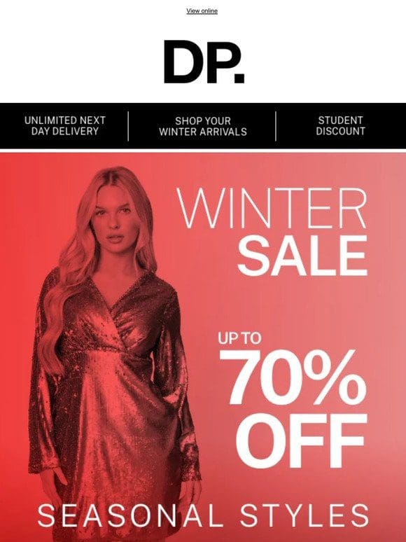 Bring in the New Year in style with up to 70% off
