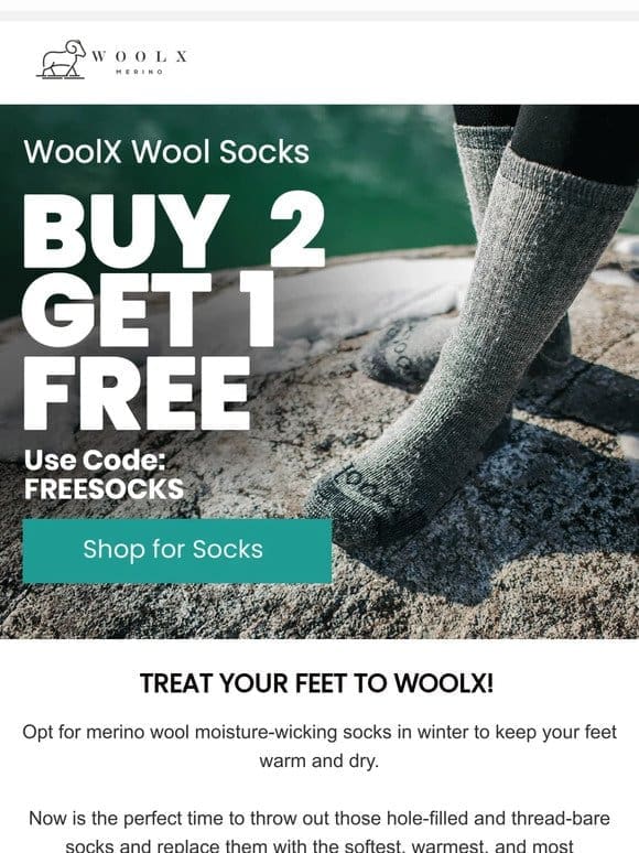Buy 2 Get One FREE On Socks!