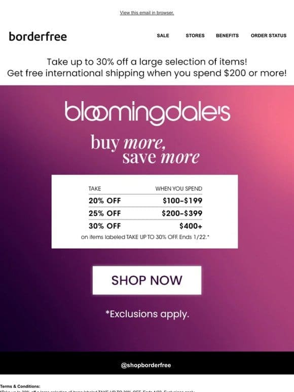 Buy more， Save More at Bloomingdale’s!