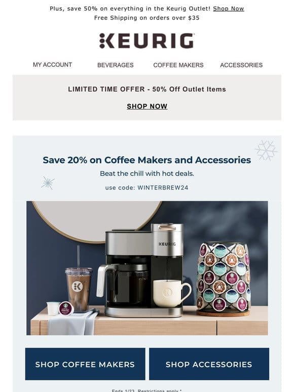 CHILL DEALS! Take 20% off coffee makers & accessories