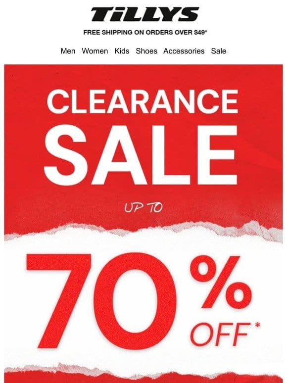CLEARANCE SALE   up to 70% Off!