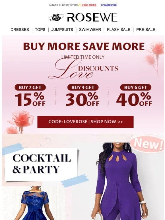 COCKTAIL & PARTY Hour | UP TO 40% OFF!
