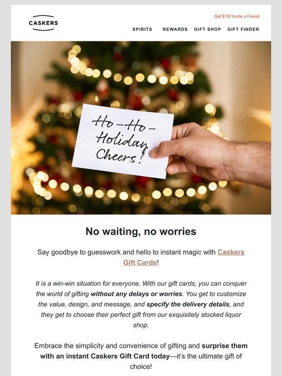 Caskers Gift Cards: A quick and easy holiday win for you!