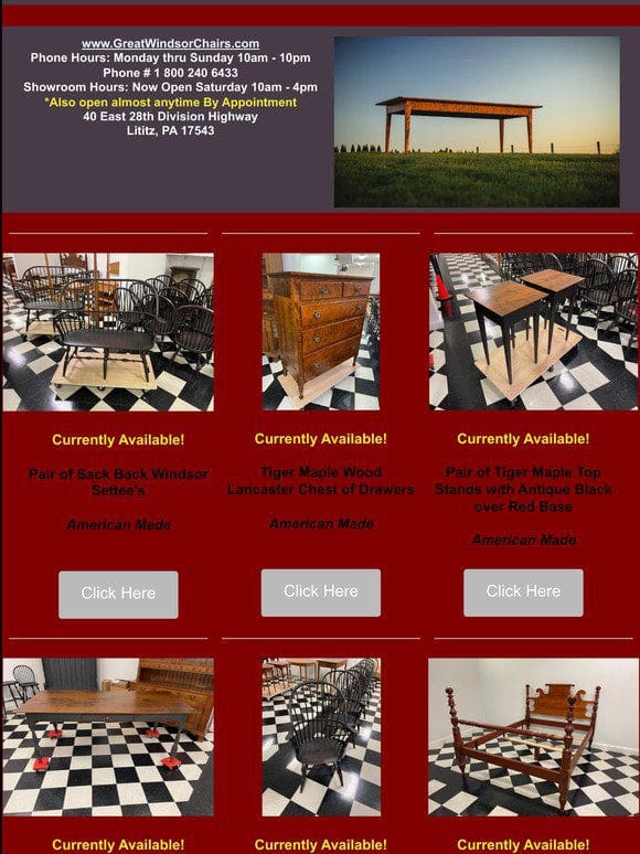 Check Out our In Inventory Furniture Pieces – Great Windsor Chairs