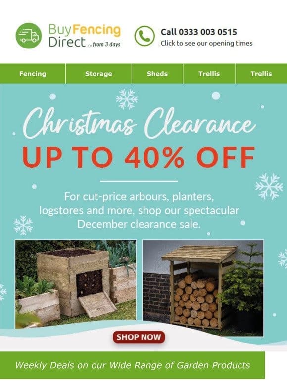 Christmas Clearance! Up to 40% off Selected Items!