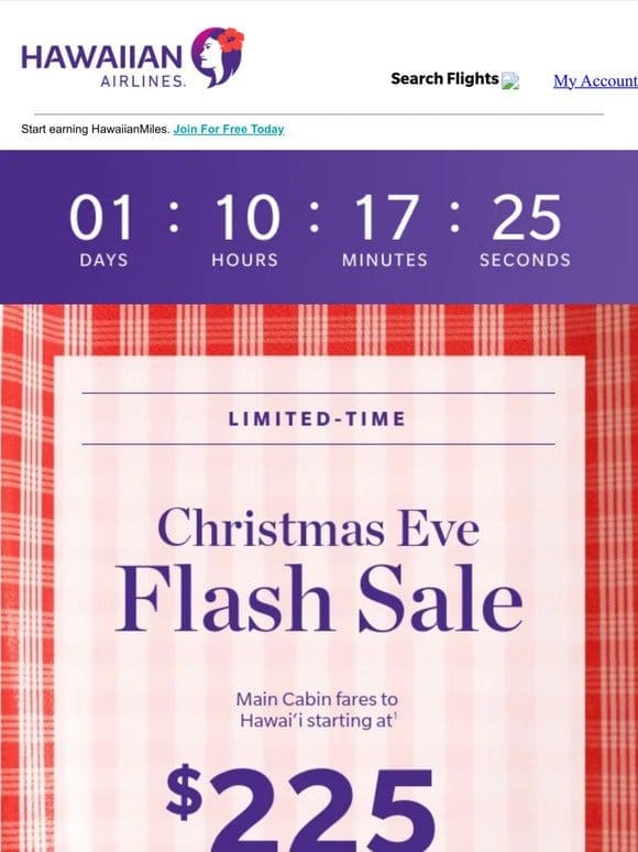 Christmas Eve Flash Sale: discounted Hawai‘i fares end soon
