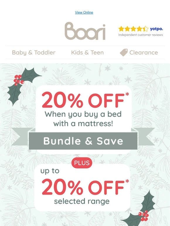 Christmas Savings: 20% Off Beds & Mattresses