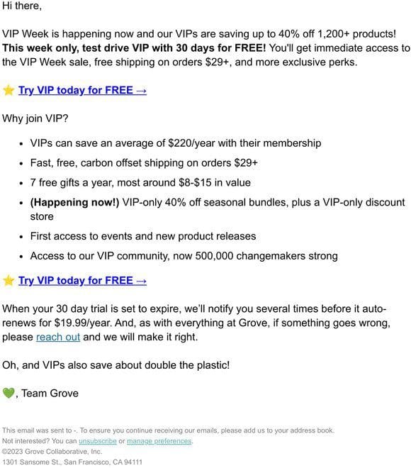 Claim your FREE VIP membership trial