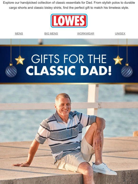 Classic Gifts for the Classic Dad   Polos， Cargo Pants & More!
