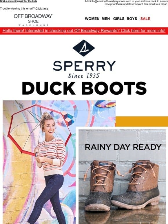 Classic Sperry duck boots ideal for any weather!