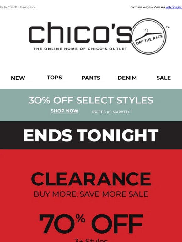 Clearance event ends tonight!