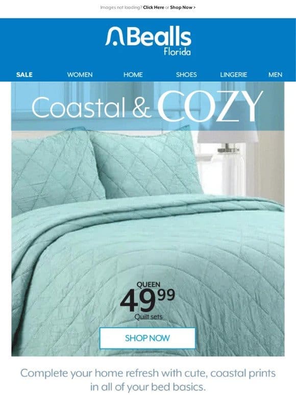 Coastal vibes   Save on quilts & comforters!