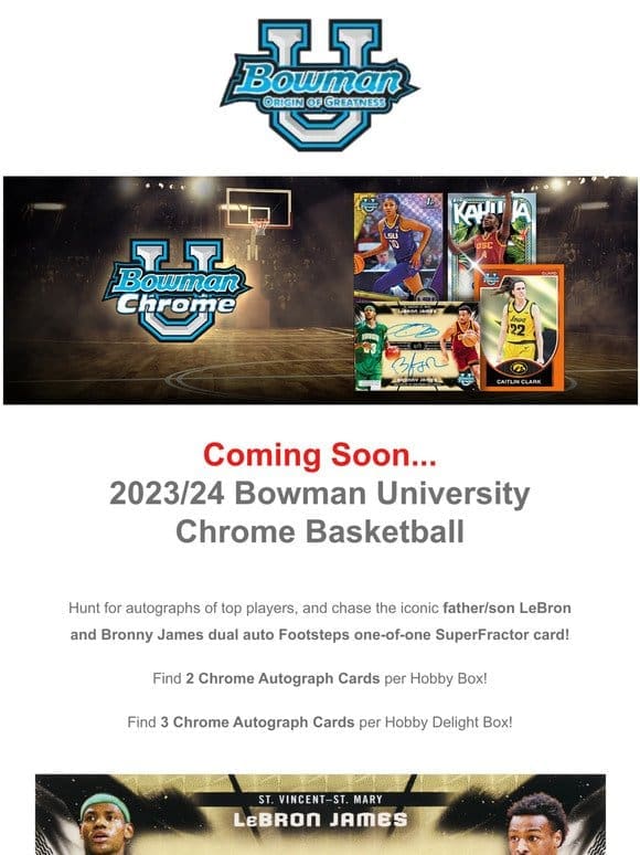 Coming Soon: 2023/24 Bowman U Chrome Basketball!